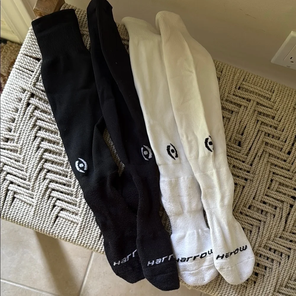 Harrow Women M Field Hockey Socks Black White Pairs Knee High